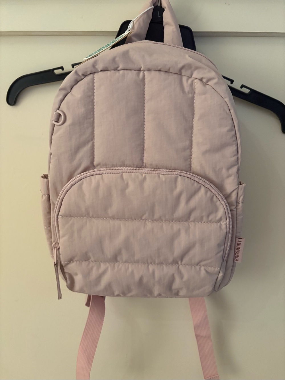 Bagsmart NWT Mini Puffer Quilted Light Pink Backpack zippered with pockets